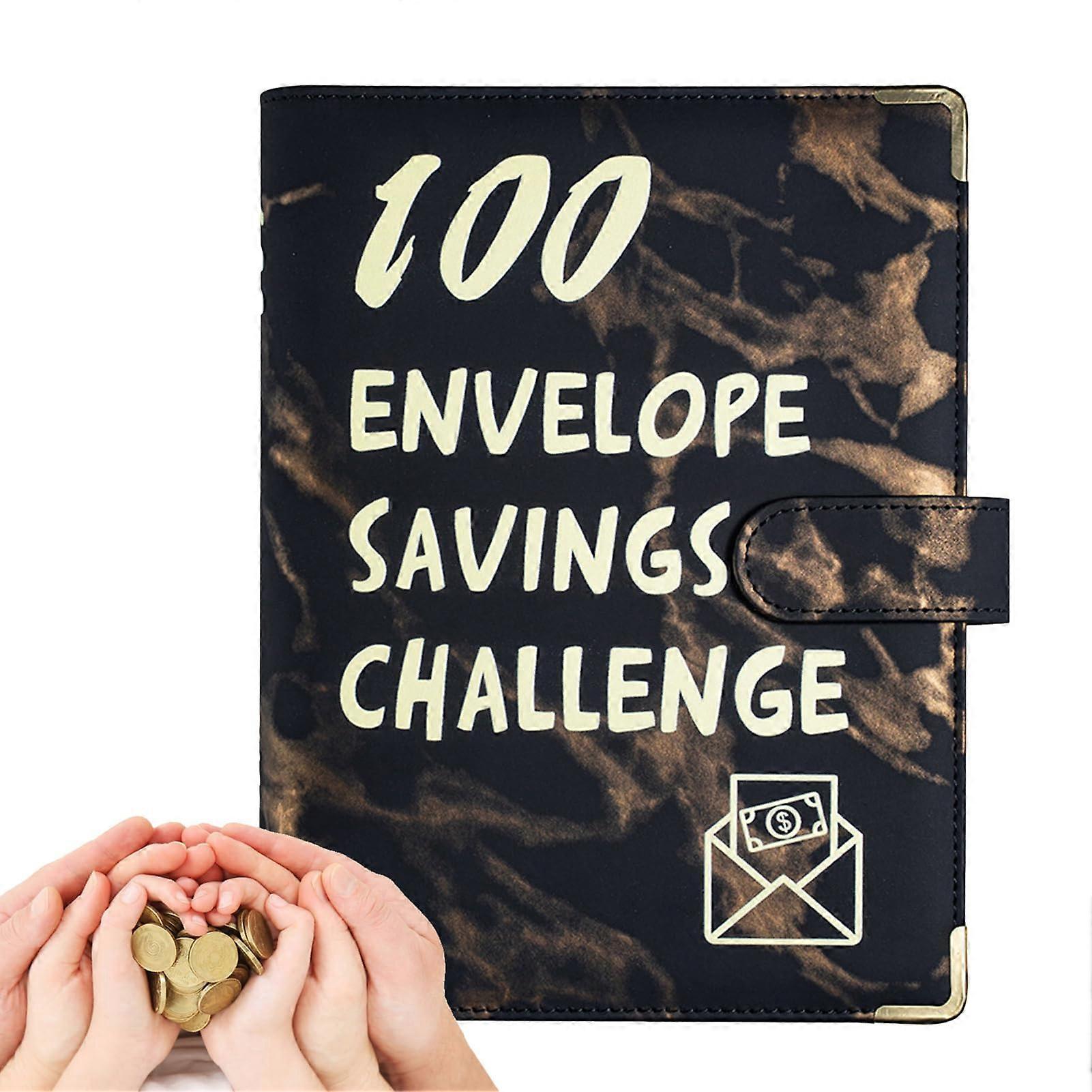 100 Envelope Challenge to Save Money, Savings Challenge Book with Envelopes 5,050 Black