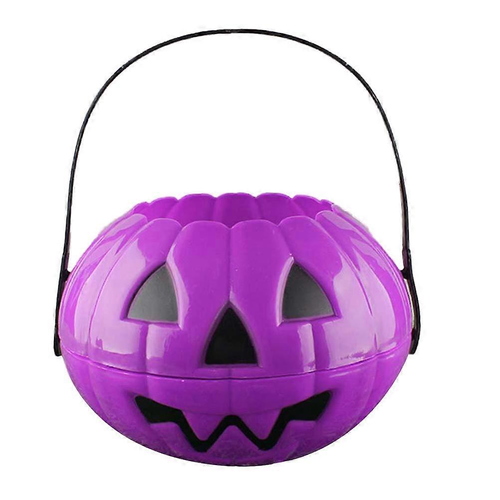 Halloween Pumpkin Candy Bucket Purple Foldable Detachable Storage For 17.5 x 14 x 20 cm 1Pcs