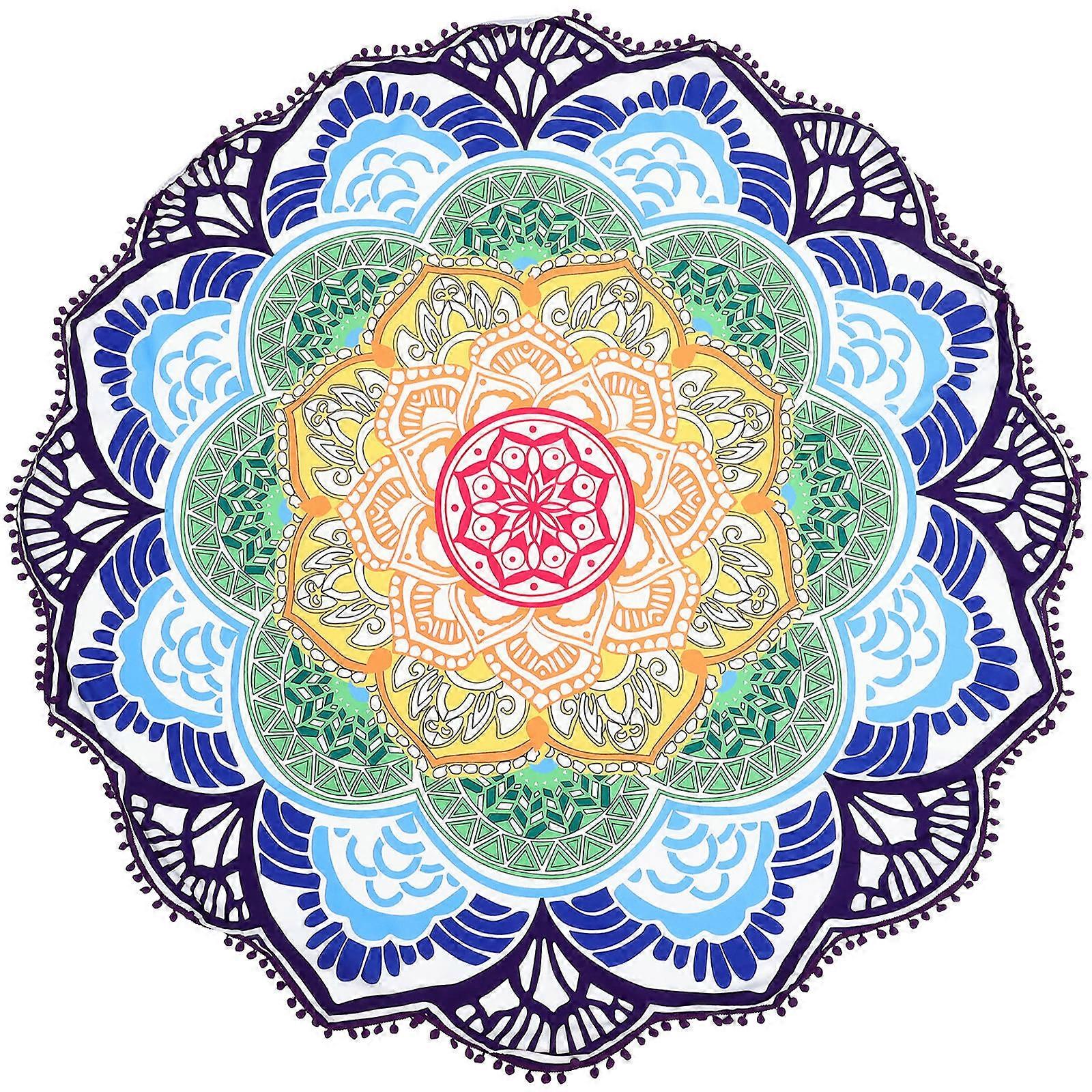 Bath Blankets Round Shape Multi-Colored Yoga Mat Towel For Travel 1Set