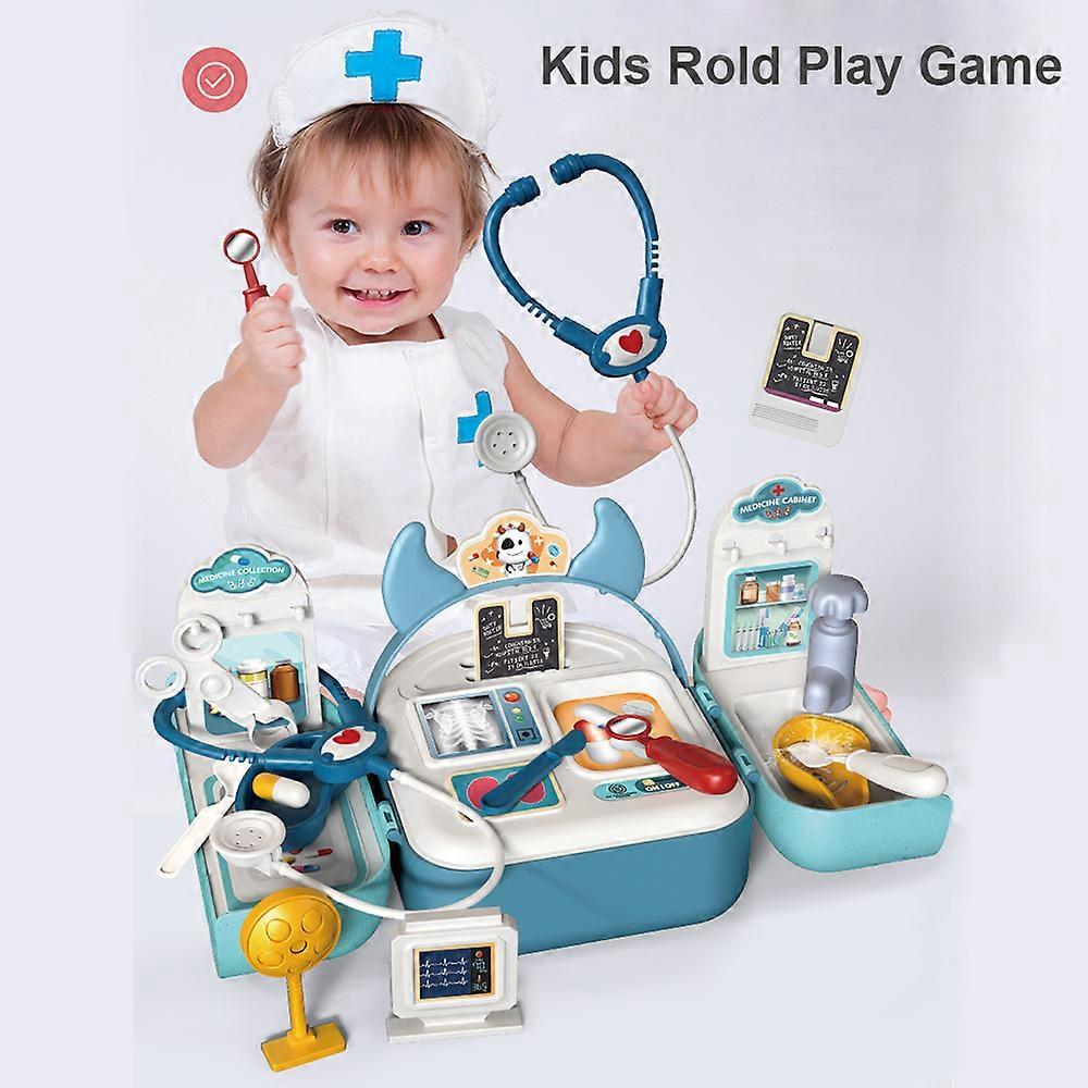 תרמיל בסגנון צעצוע רופא ערכת לילדים רופא סט משחקים עם נרתיק אחסון להעמיד פנים לשחק רופא צעצוע סט לגיל 3 ומעלה בנות בנים ילדים בירט