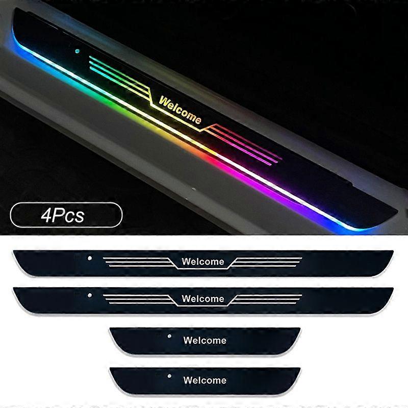 4/2 Pcs Customized Car Door Sill illuminated Light logo Projector Lamp Power Moving LED Welcome Pedal Car Scuff Plate Pedal Motor Vehicle Lighting