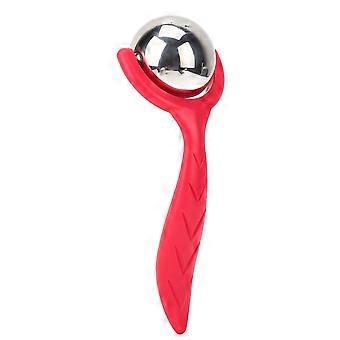 Gezichtsroller Massagebal Ergonomisch handvat Koude Warme Compressie Roestvrij staal Handheld Massager Roller Ball Rose Red
