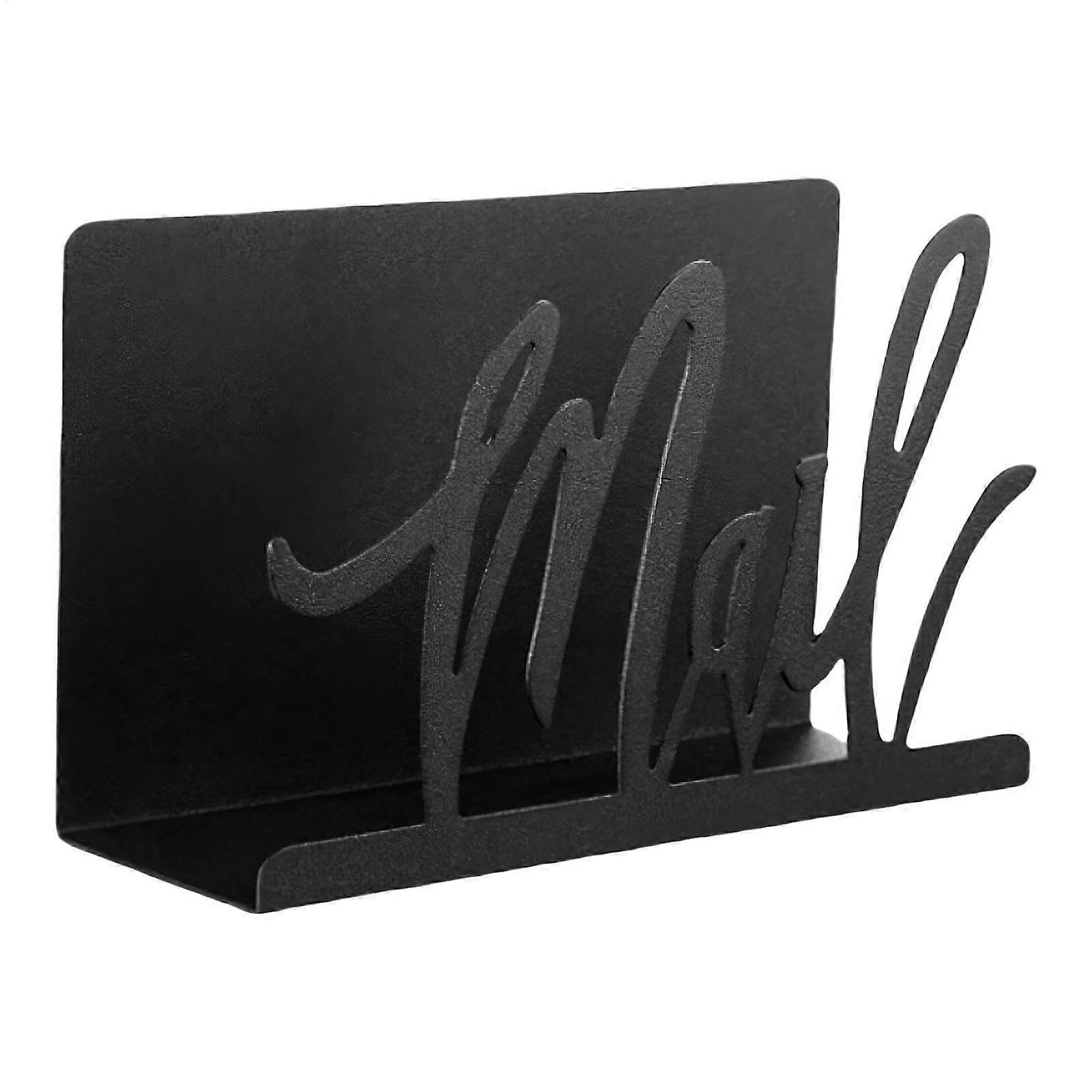 Letter Organiser Black Cutout Design Desktop File Rack with Vertical Display Slots for Mail and Postcard Storage