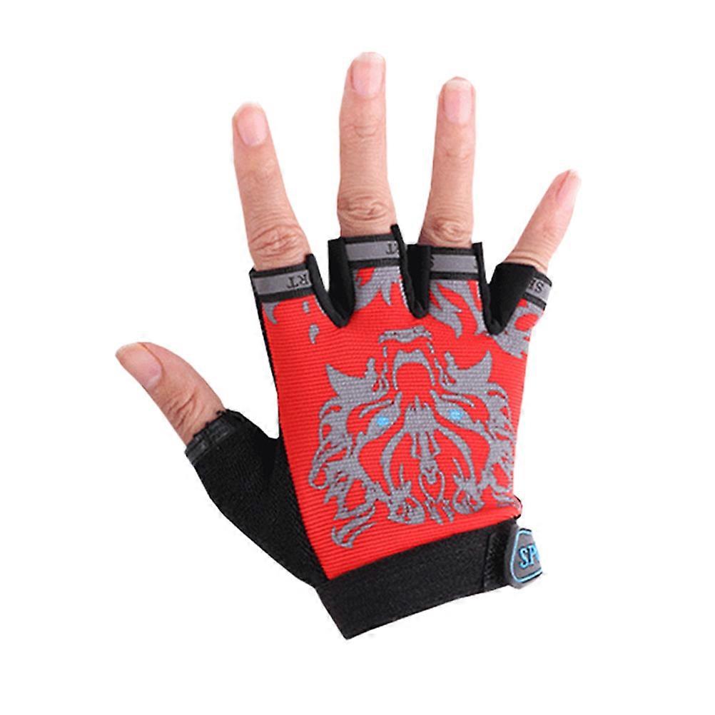 Cycling Gloves Kids Outdoor Activities Sweat Absorbing Durable Red M 1Pair