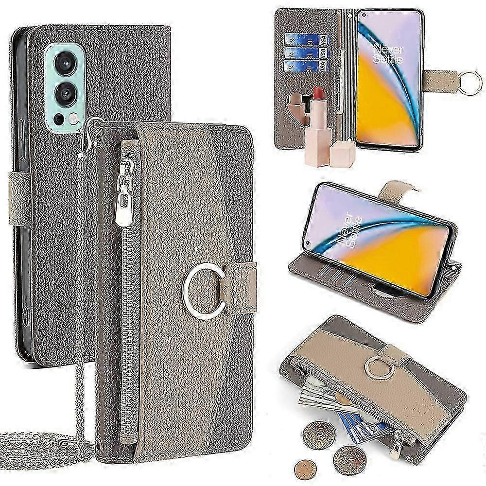 OnePlus Nord 2 5G Leather Wallet Case with Mirror & Chain