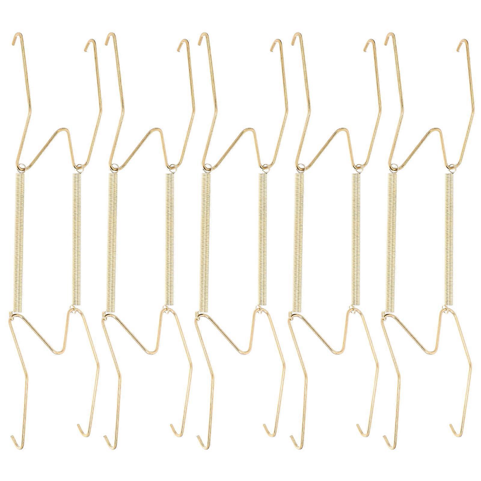 6pcs Gold Tone Steel Plate Hangers for Wall Decoration – Invisible Hooks, Easy Installation, Decorative Holders with Unique Visual Effect