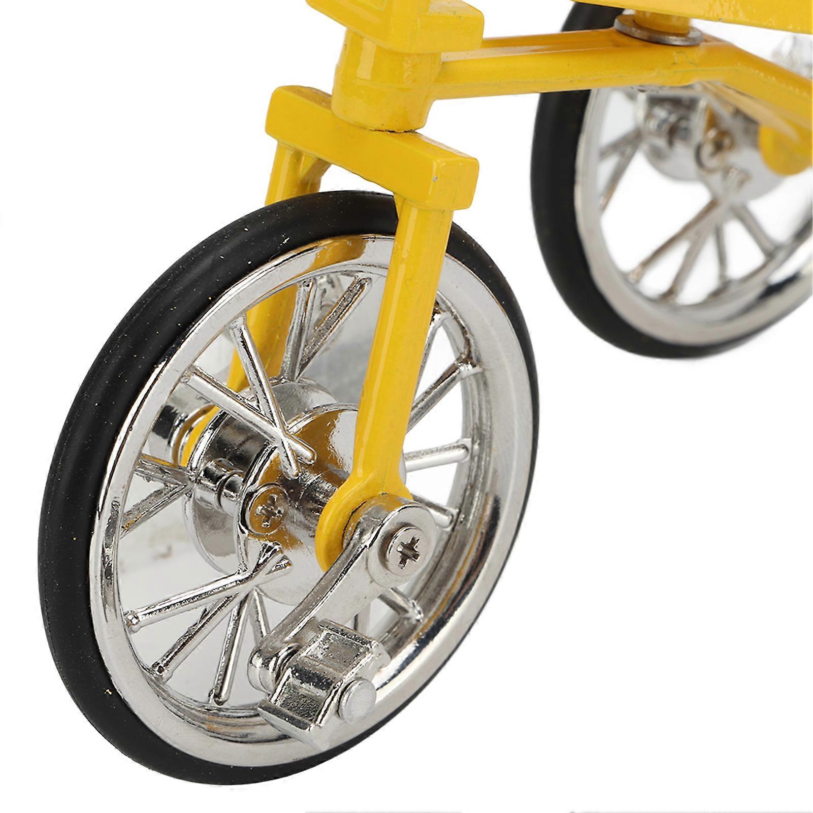 Toy Tricycle Model 3D Car Model Removable Tricycle Ornament Metal Rubber Bike Ornament for Any Age for Birthday Yellow