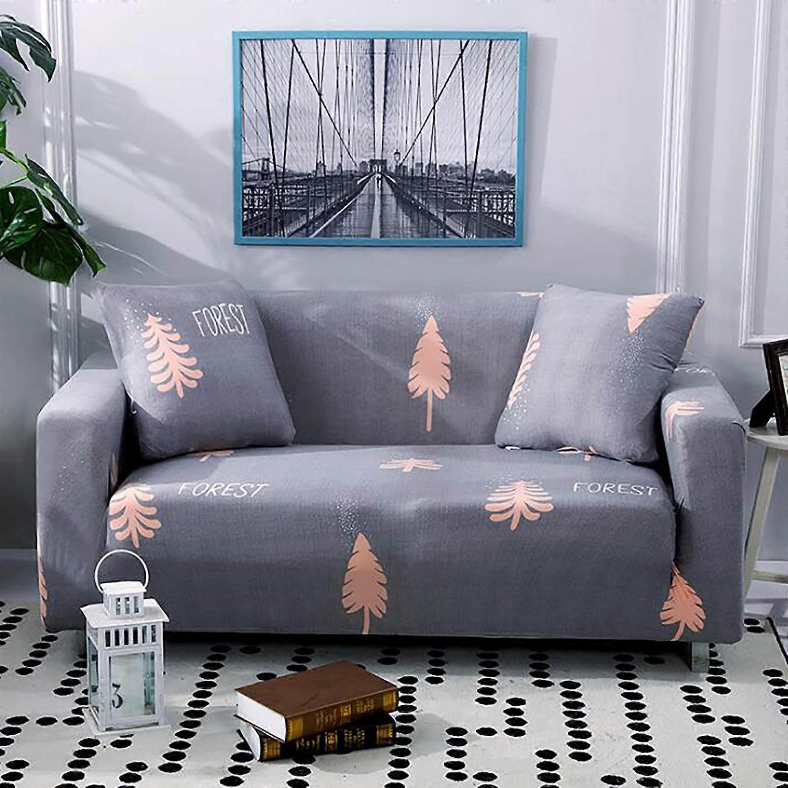 Stretch Sofa Slipcover, Easy Fit Universal Printed Cover, AntiSlip Soft Modern Colors for 2 Seater 145185cm