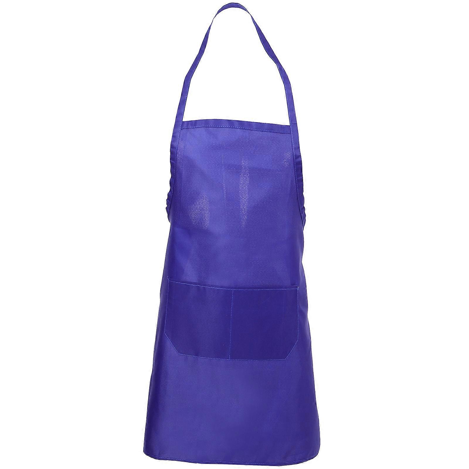 Blue Adjustable Bib apron with Pockets for Kitchen and Restaurant Use Made of Comfortable to Wear 2Pockets