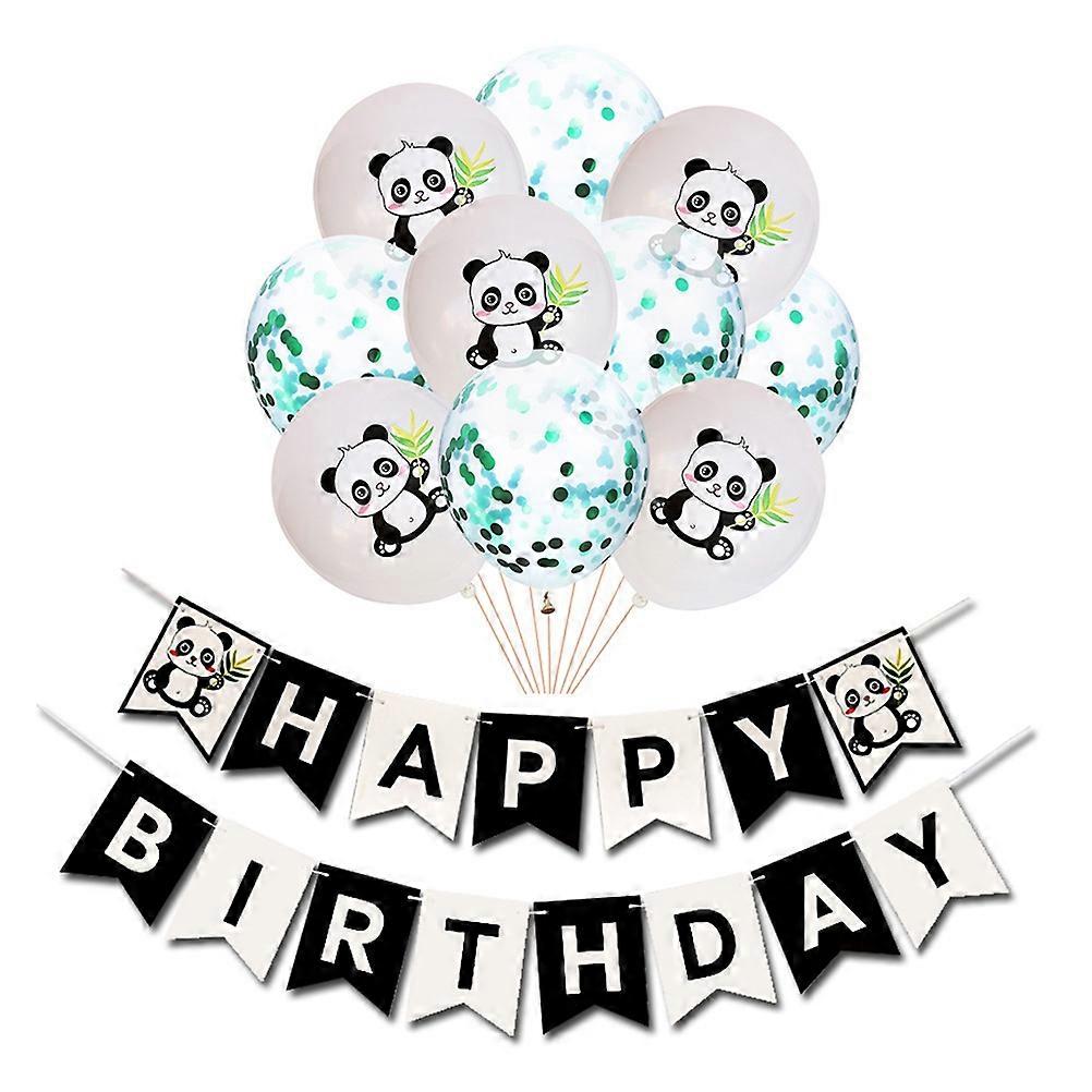 Panda Birthday Decoration Set with Garland Reusable for Party Wall Photo Backdrop 11 Pcs