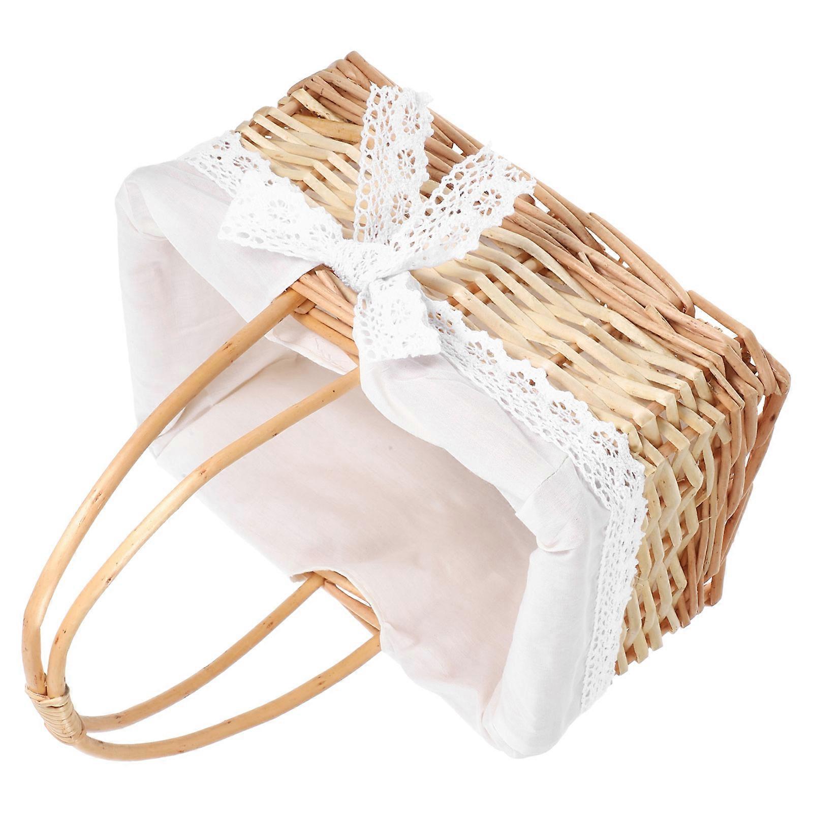 Willow Woven Basket Handheld Woven Basket For Home Use Multi Color 11.8×10.2×7.1in Storage Function 1Pcs