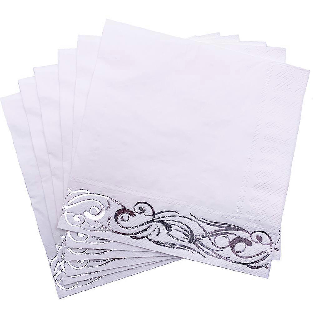 Middag Servietter Engangs Chic Firkantet Serviett Vev Sølv 33x33cm Trygg for Hud 50 stk