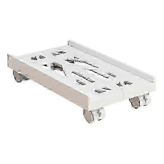 Adjustable PC Tower Stand with Wheels, Under Desk CPU Holder, Stable Mobile Computer Stand - White