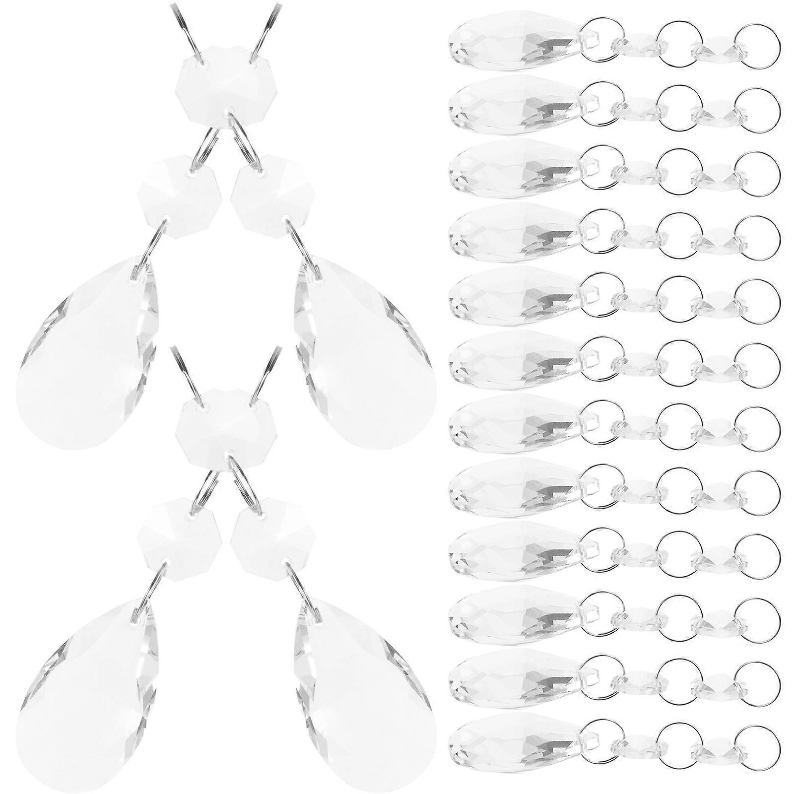 Crystal Glass Pendant Decor for Home Wedding Curtain Lamp Decoration with Clear Beads 16 Pieces