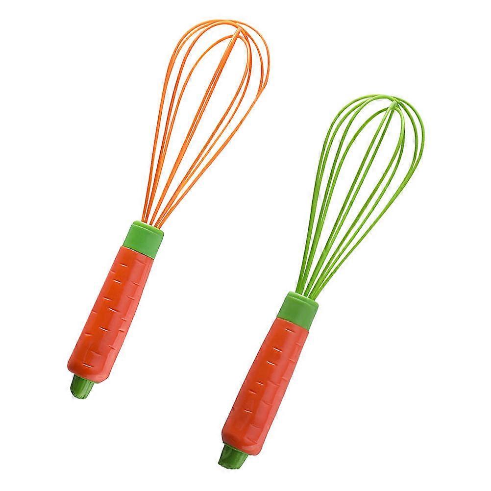 Egg Mixer Silicone Whisk for Blending Stirring in Kitchen 2Set Carrot Shaped Handle