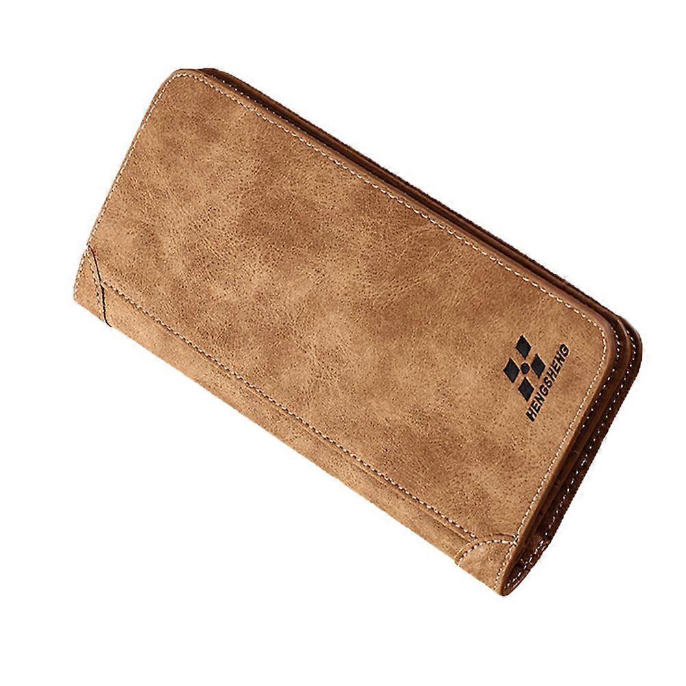 Male Long Style Purse Retro Long Wallet Man Handbag Large Capacity Scrubing Bag Coffee