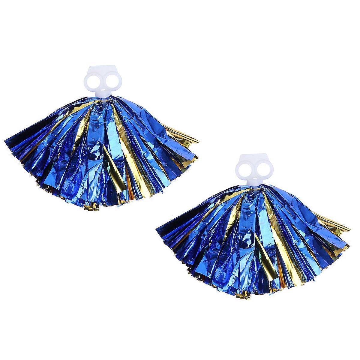 Blue Plastic Cheer Poms with Smooth Rings for Sport Cheering 30cm