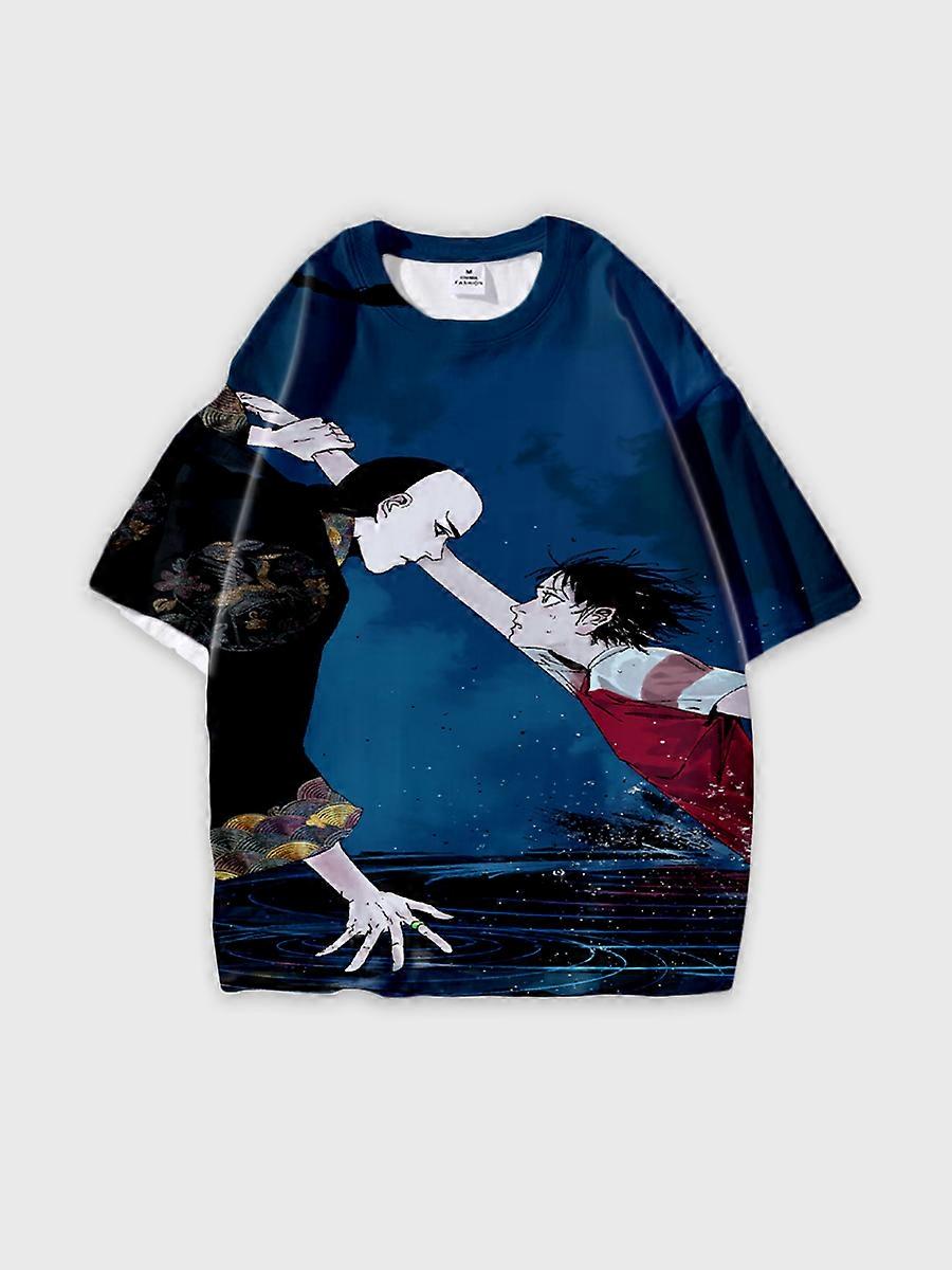 T-shirt round neck Role Pattern loose short sleeve E2127