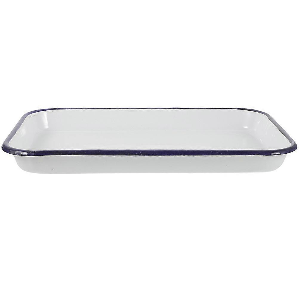 Enamel Baking Tray Enamel Baking Pan Rectangular Non-stick Heat-resistant For Household Users 13.8×9.8×1.6in 1Pcs