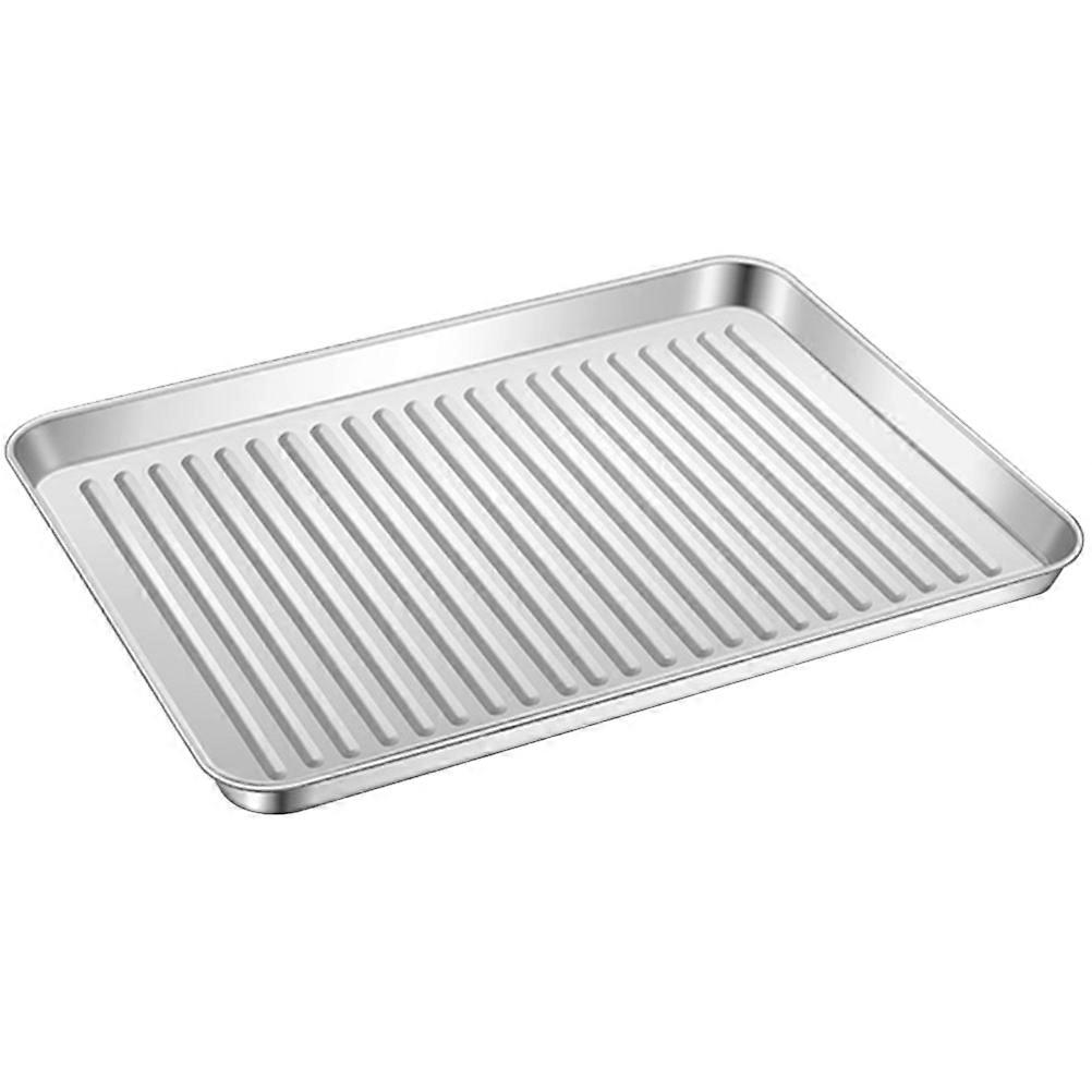 Stainless Steel Baking Pan for Home Use Silver Color with Large Capacity and Uniform Heat Conduction 9.84 x 7.87 inches