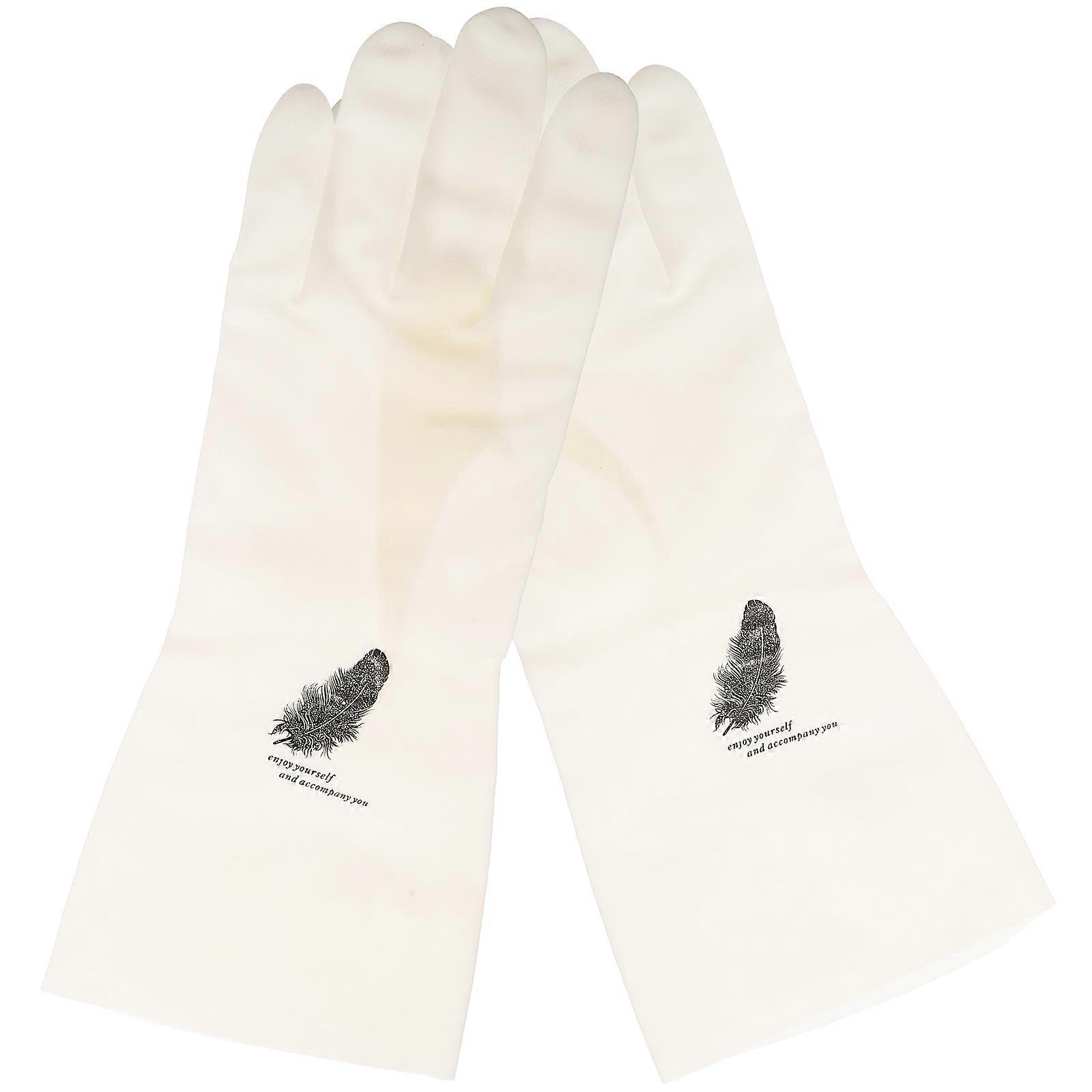 Waterproof Thin Latex Kitchen Gloves for Dishwashing and Household Use in White, Reusable and Comfortable, 33cm