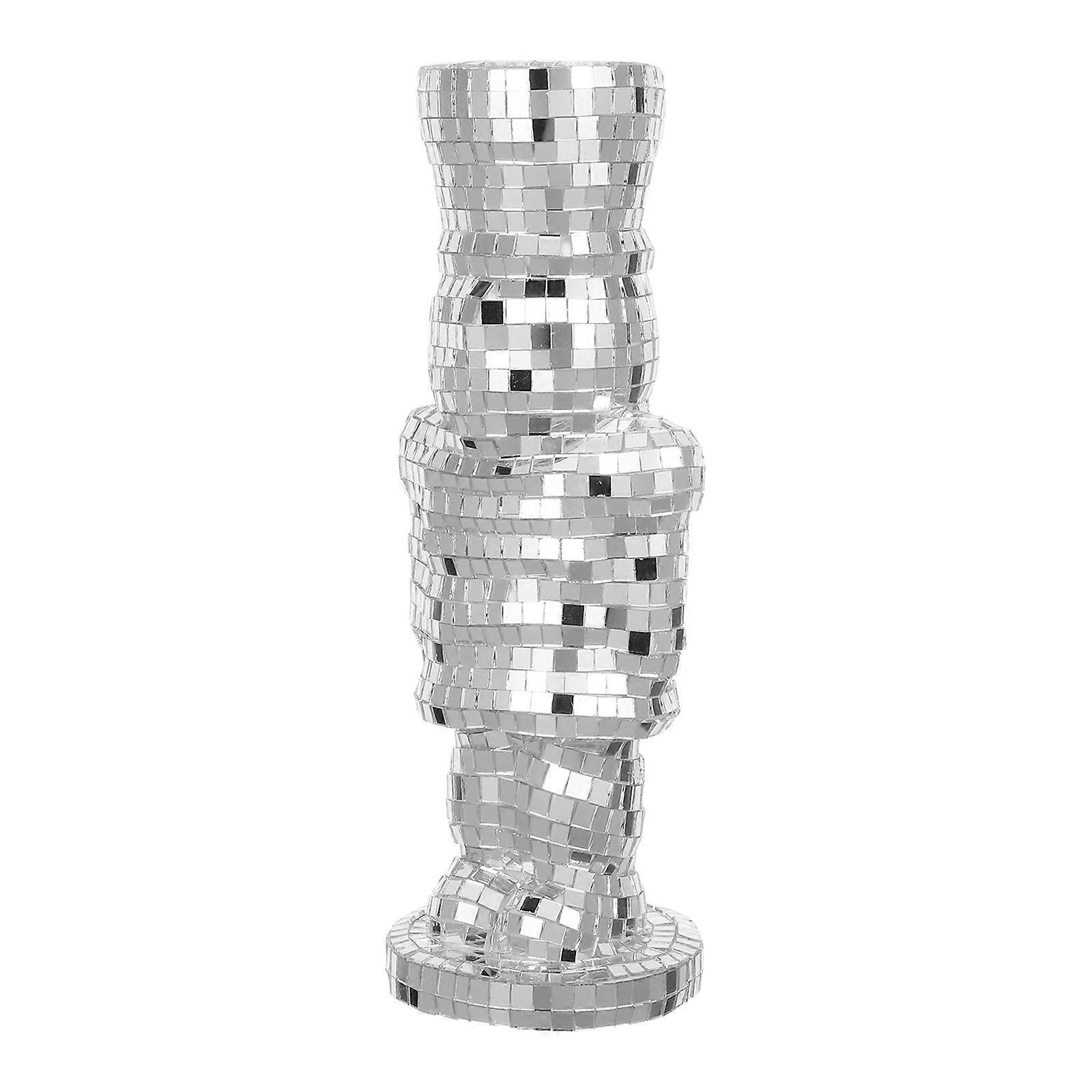Disco Nutcracker Figurine Christmas Ornament Reflective Mirror Ball Glass Silver Xmas Decoration