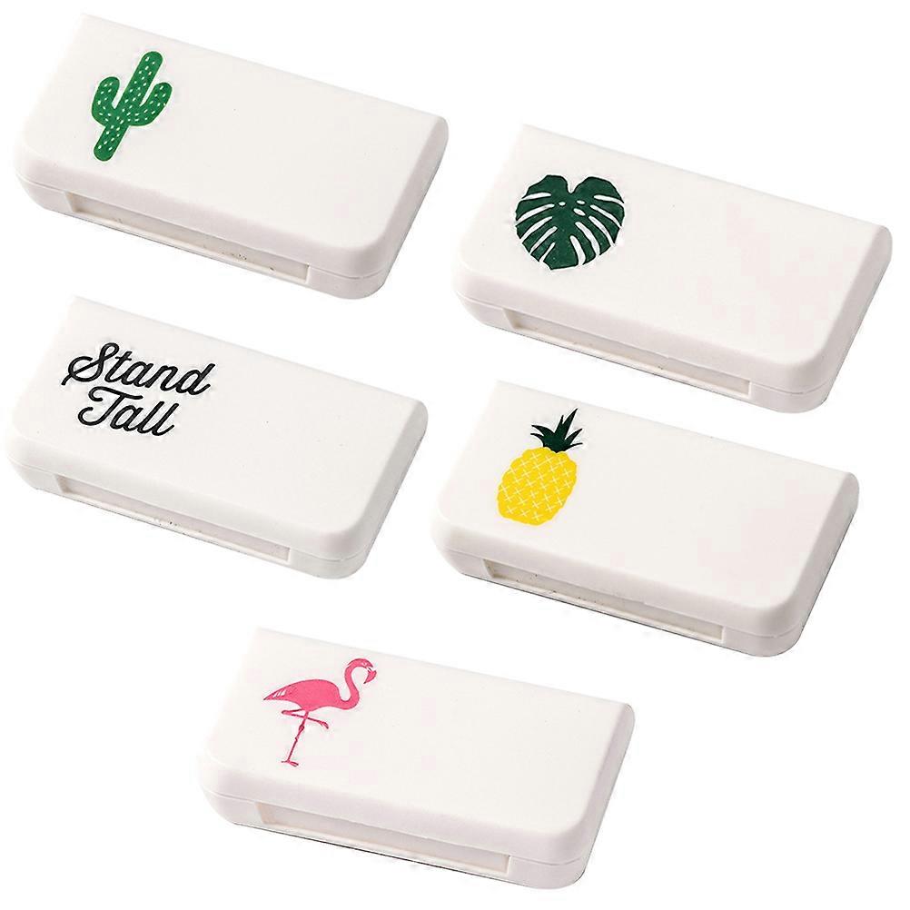5pcs Assorted Color Pill Box Portable Plastic Medicine Storage Organizer for Home Travel Lightweight