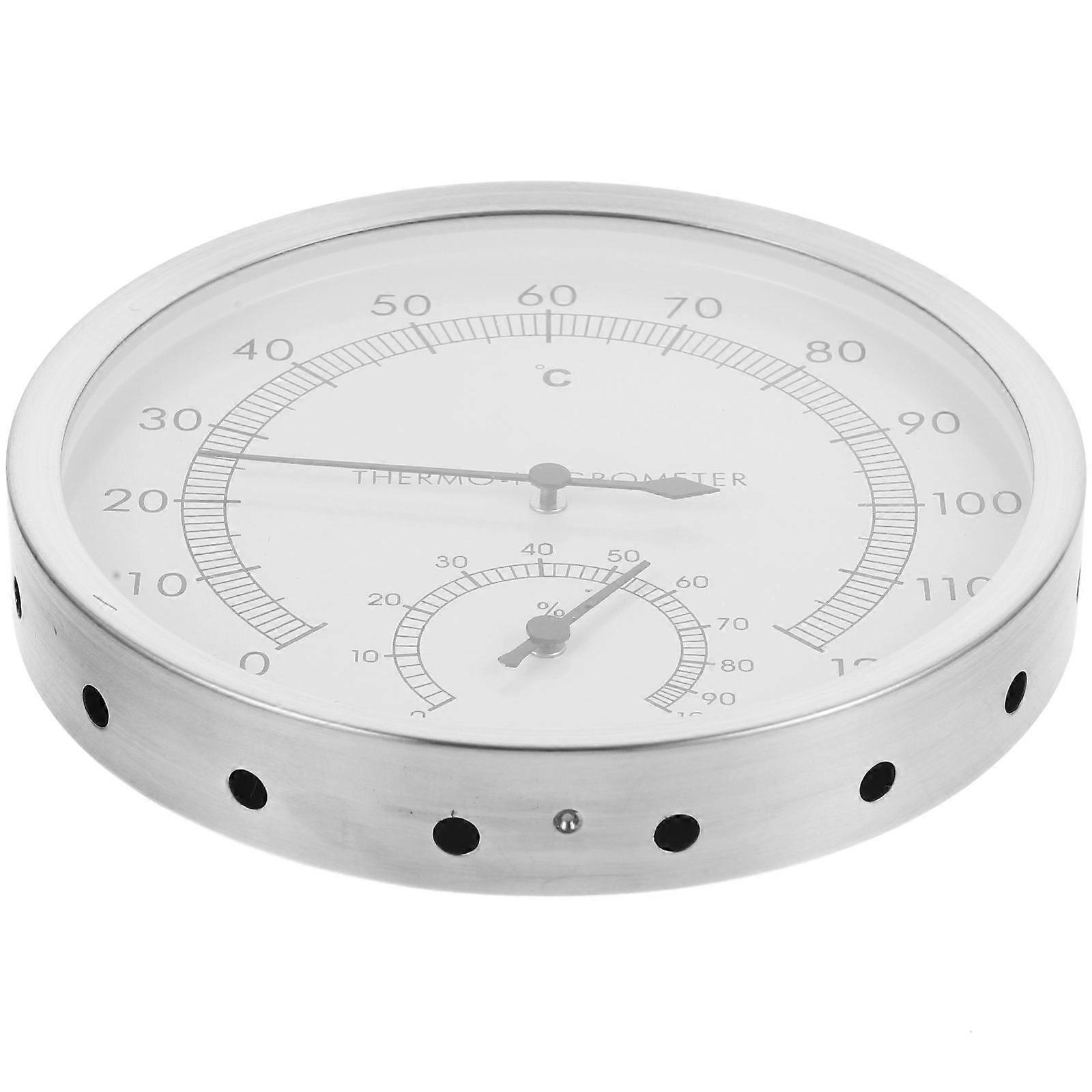 Thermometers For Home Sauna Hygrothermograph Accurately Measure Environment Sauna Room Accessory 12.7X12.7CM Silver 1Set