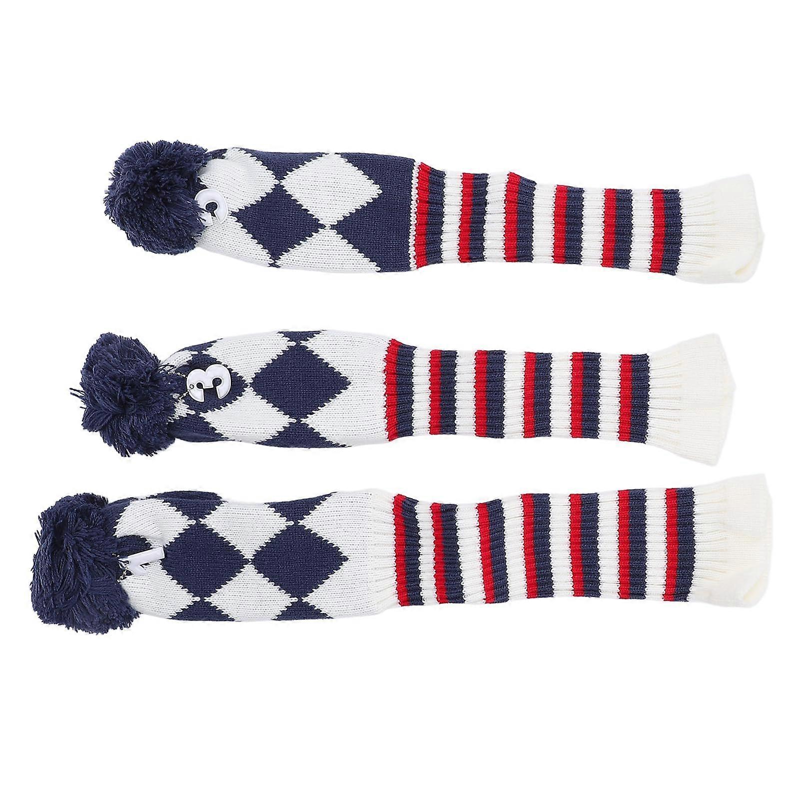Elegant Knitted Golf Club Head Cover with Pattern, Durable Wool Covers