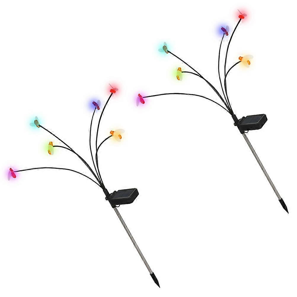 2 Sets of Solar Stake Light Garden Solar Powered Lamp Yard Lawn Stake Lamp Solar Light(6 Bulbs)