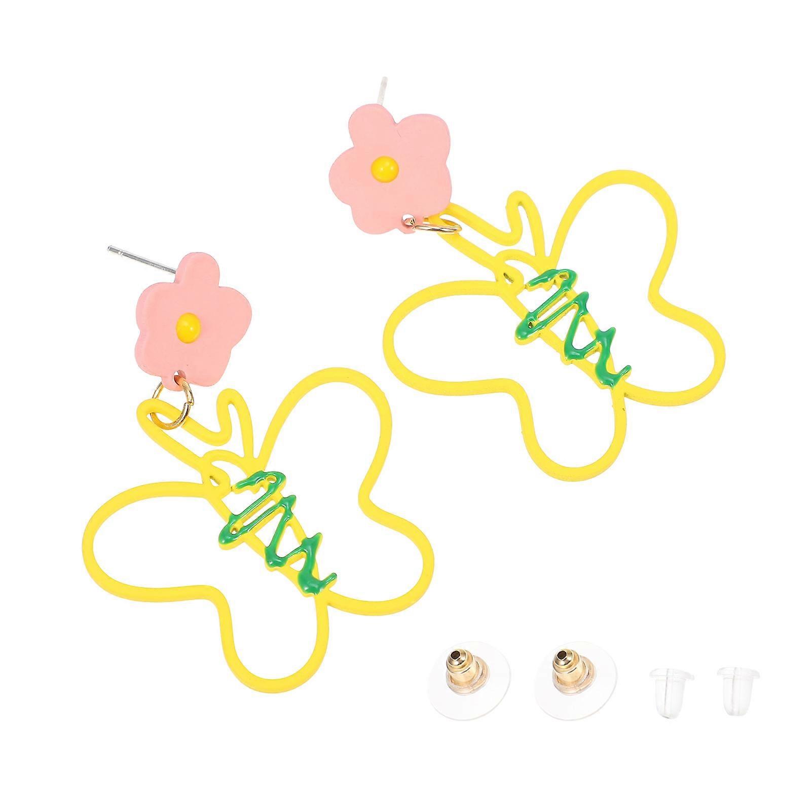 Elegáns virágos fülbevaló 1 pár mindennapi viseletre Női 4,2X3,1X0,5 cm sárga pillangó dekoráció