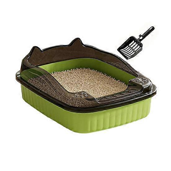 Open Top Cat Litter Box with High Side Anti-Splashing Kitten Litter Pan Semi-Enclosed Cat Toilet with Litter Sifting Scoop