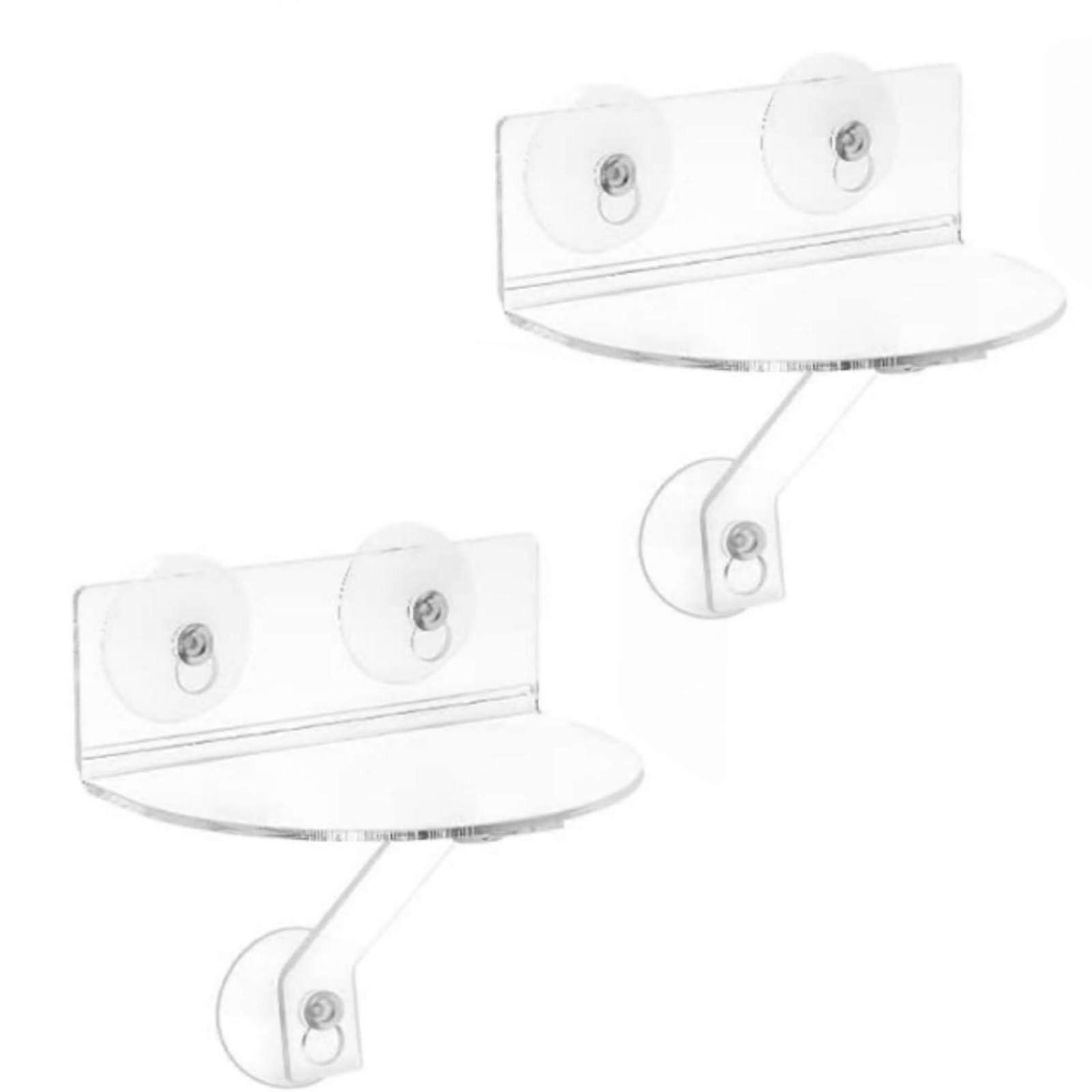 2 x Clear Acrylic Plant Shelves Wide Suction Cup Window Sill Extension Indoor Space Saving Display Shelf