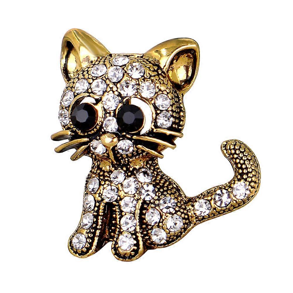 Elegant Brooch for Women, Cat Theme with Sparkling Inlay, Stylish Accessory