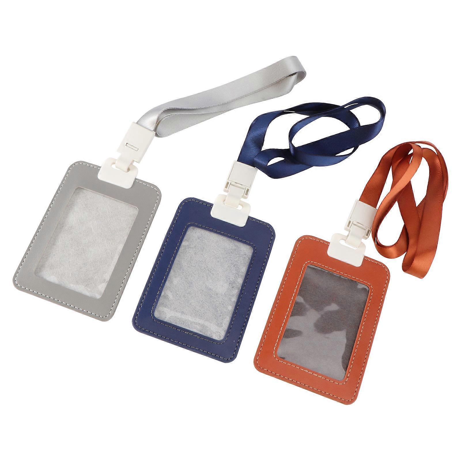 ID Card Holder with Lanyard Assorted Color for Business Cards and Badges 3pcs