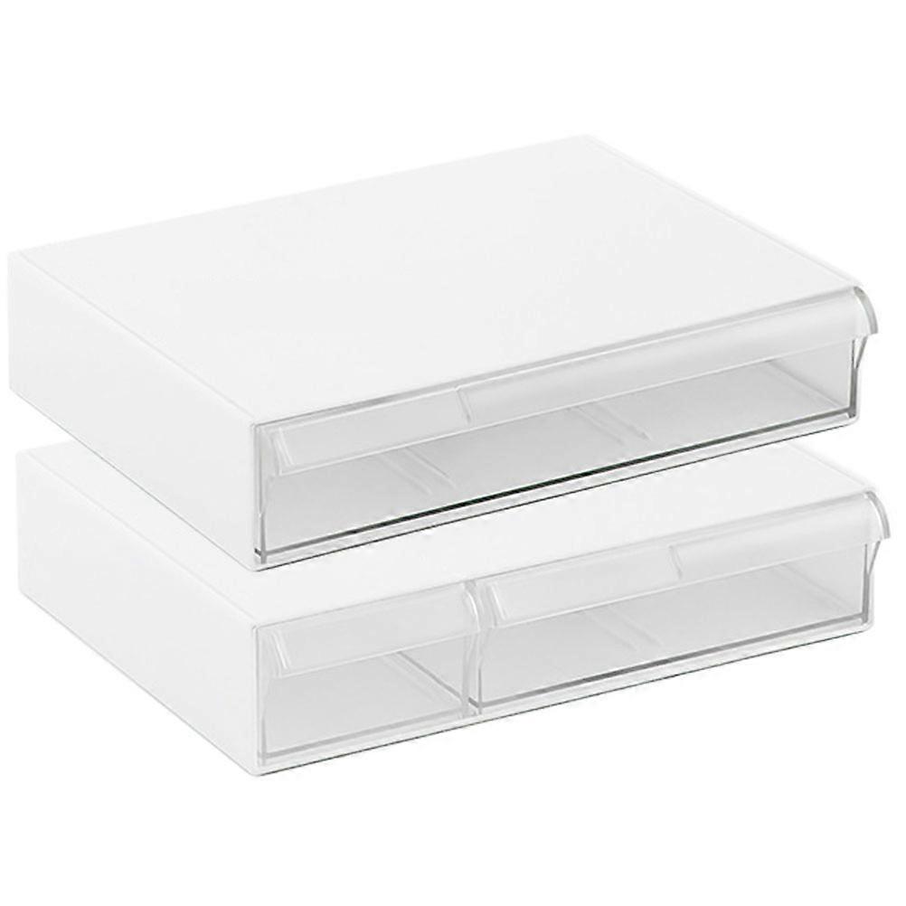 Boîte de rangement d’organisateur de tiroir 2 pièces pour un usage domestique, idéale pour l’organisation de bureau de cosmétiques et de bijoux en pp blanc