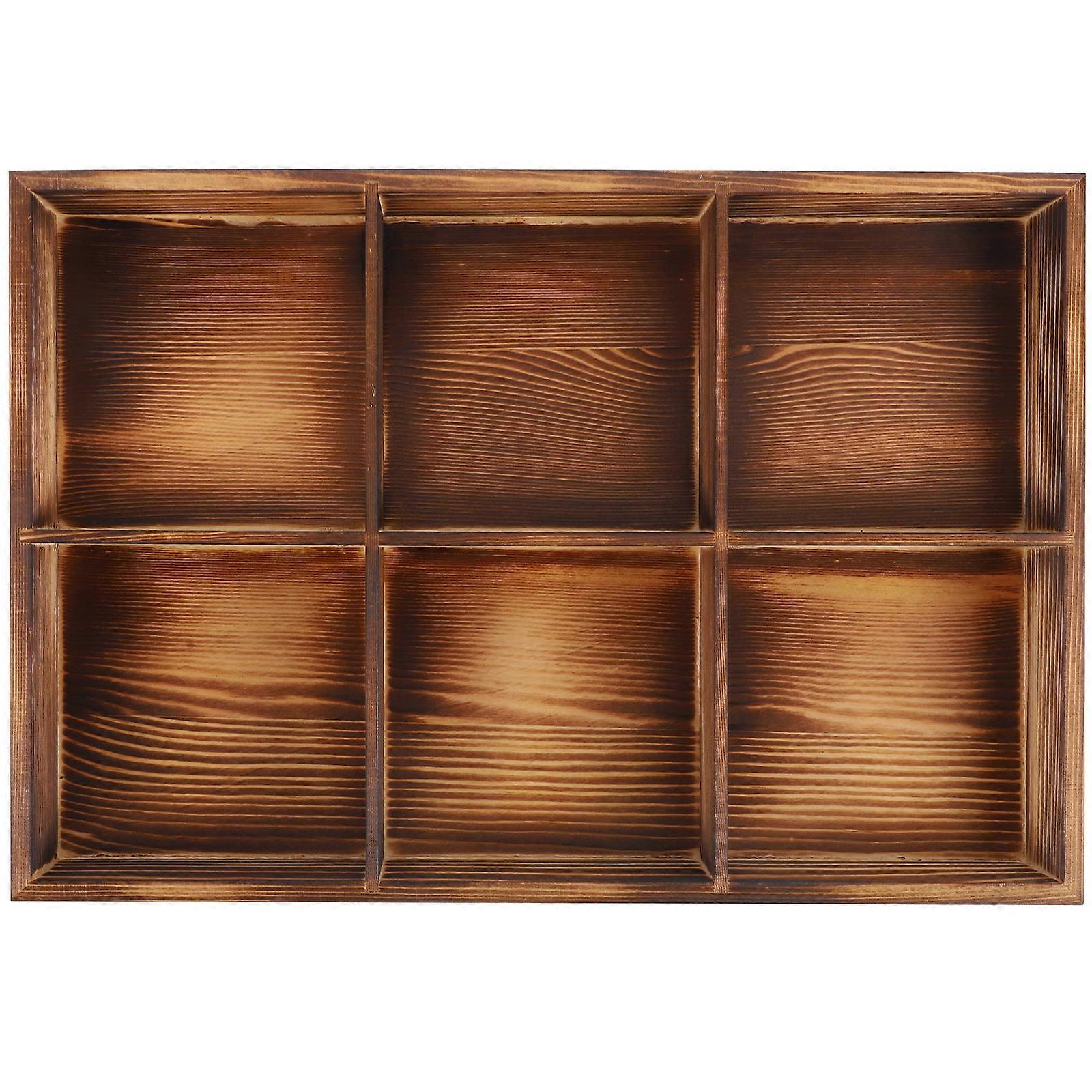Wooden Tea Bag Storage Organizer For Home Use Featuring 6 Compartments In Light With Rectangular Shape 1Pcs