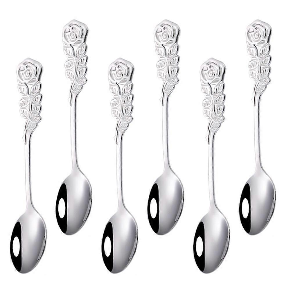 6 Pcs Stainless Steel Coffee Spoon Set for Kitchen Use Silver Practical Teaspoons