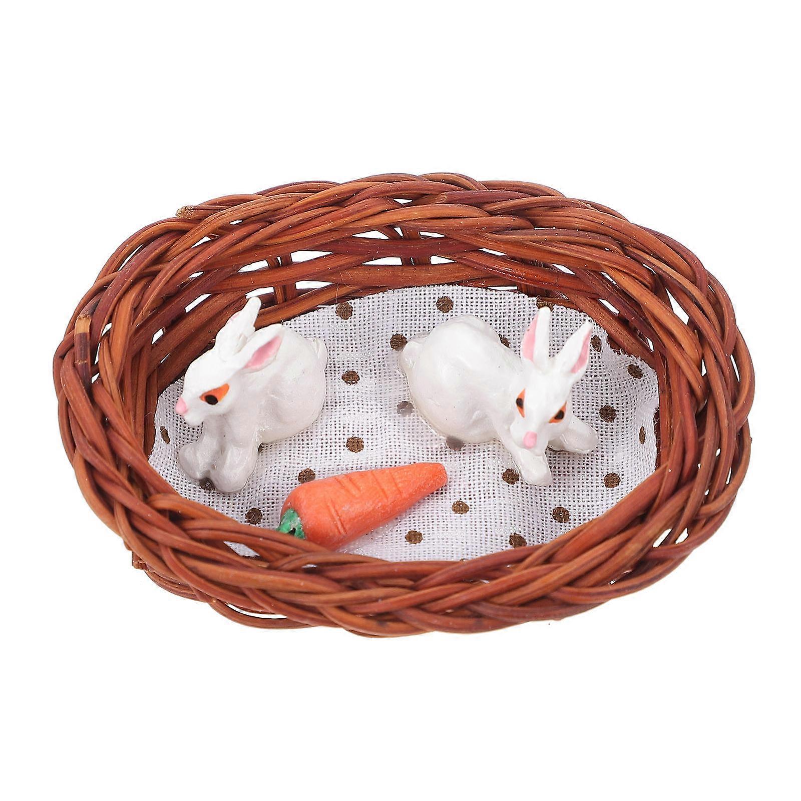 Mini House Adornment Playing House Rattan Rabbit Nest For Diy Enthusiasts Indoor Decoration Brown Decorative 1Pcs
