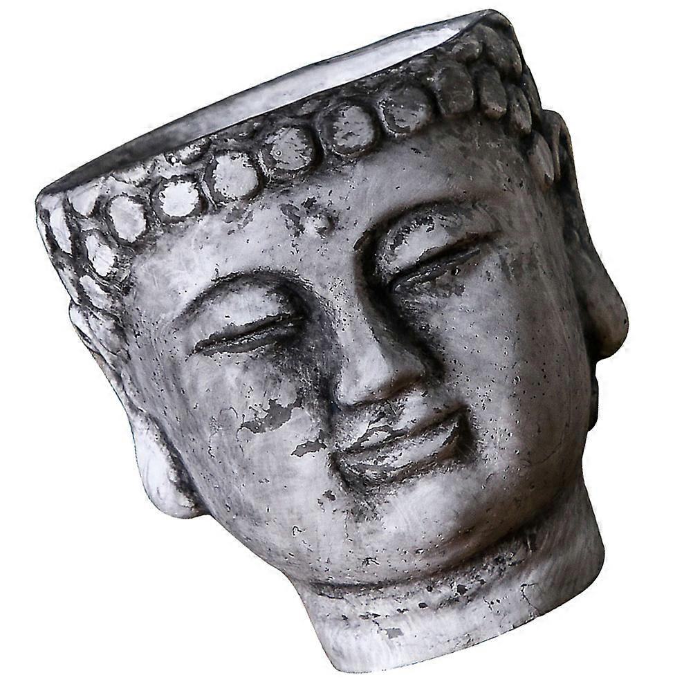 Creative Cement Flowerpot for Indoor Plants Unique Buddha Shape Grey Planter 6.5 inches