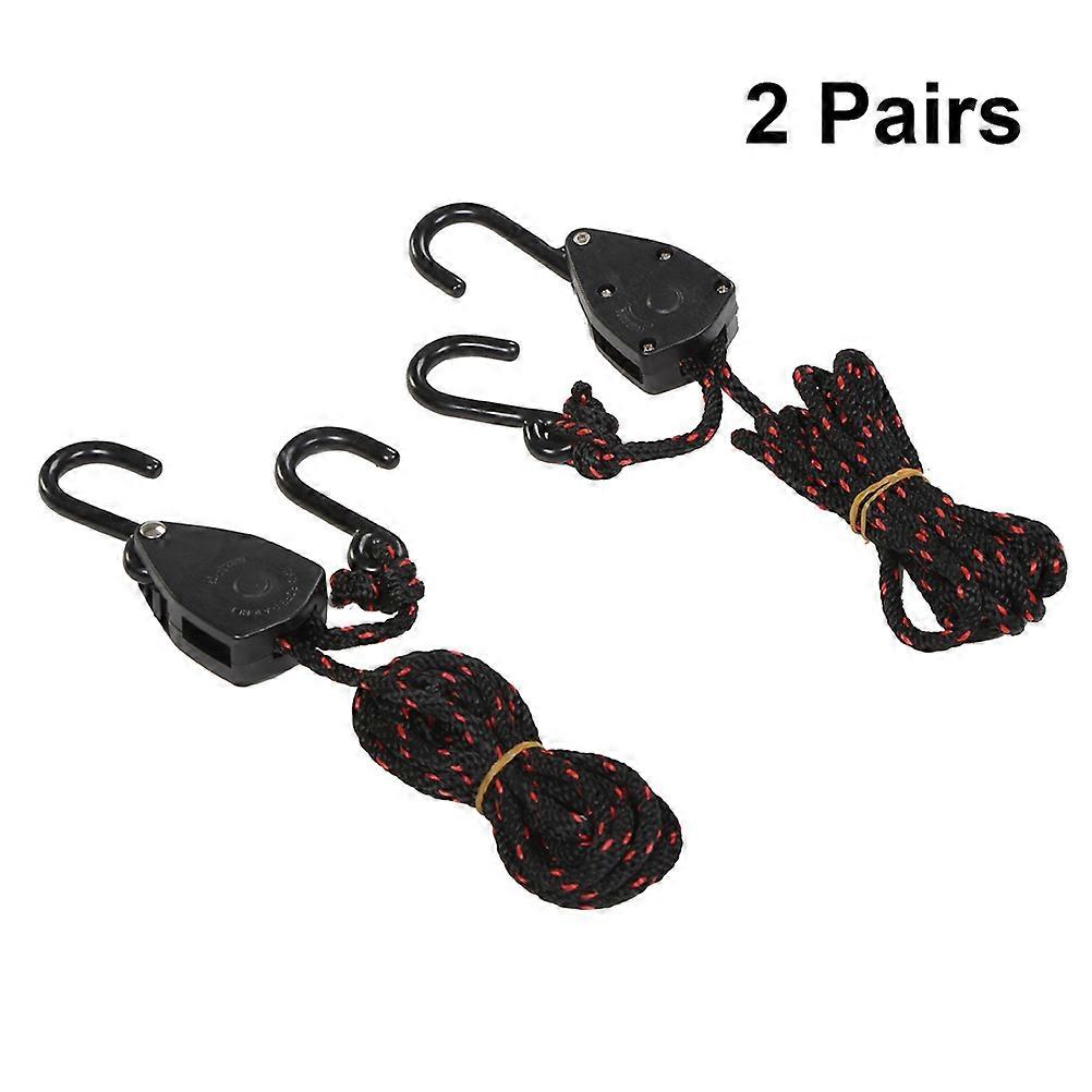 Kayak Straps Hardware 2 Pairs 1/8 Inch Black Adjustable Rope Secures Kayak/Canoe/Boat For Outdoor Enthusiasts Activities