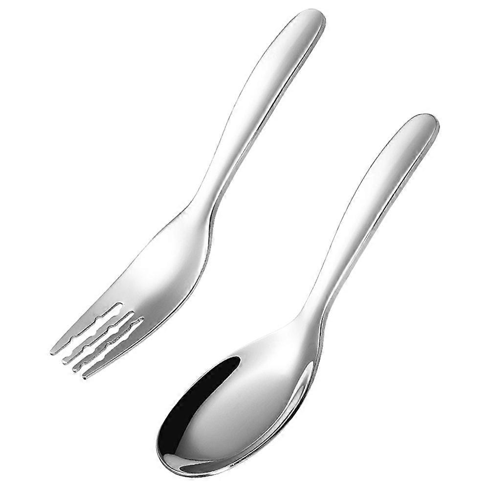 Ergonomic Stainless Steel Fork Spoon Set for Independent Eating, Durable and Easy to Clean