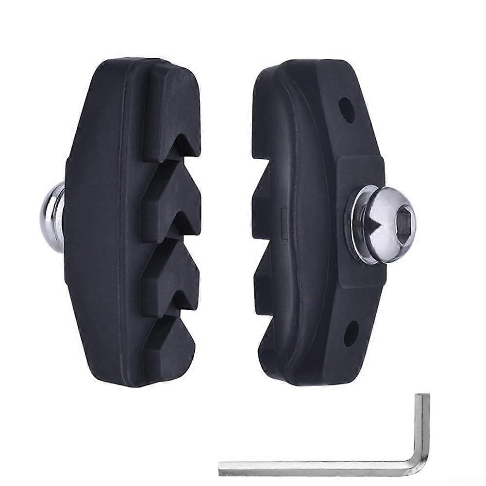 V-Brake Pads, Triple-Contour Brake Blocks For Road Bikes, Black, 50 Mm, 2 Pairs With Wrench