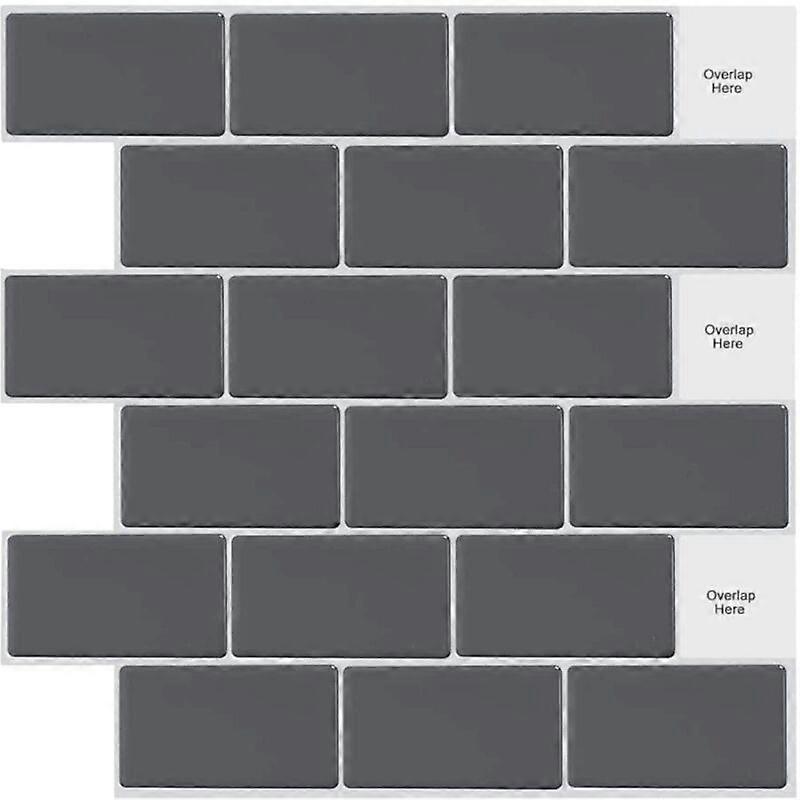 10 fogli Peel and Stick on Tiles Metro Subway Piastrelle da parete autoadesive grigio nero per cucina bagno (12 "x 12")