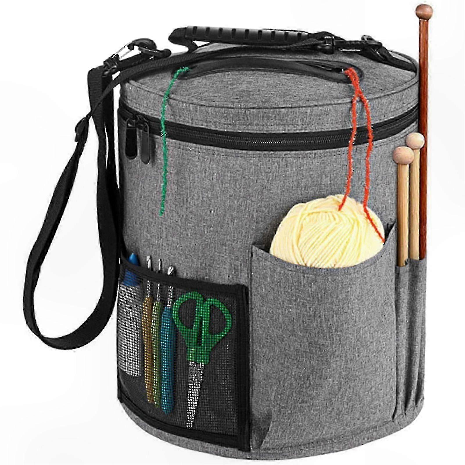 Large Capacity Yarn Storage Bag with Shoulder Strap for Organizing Crochet Hook Set