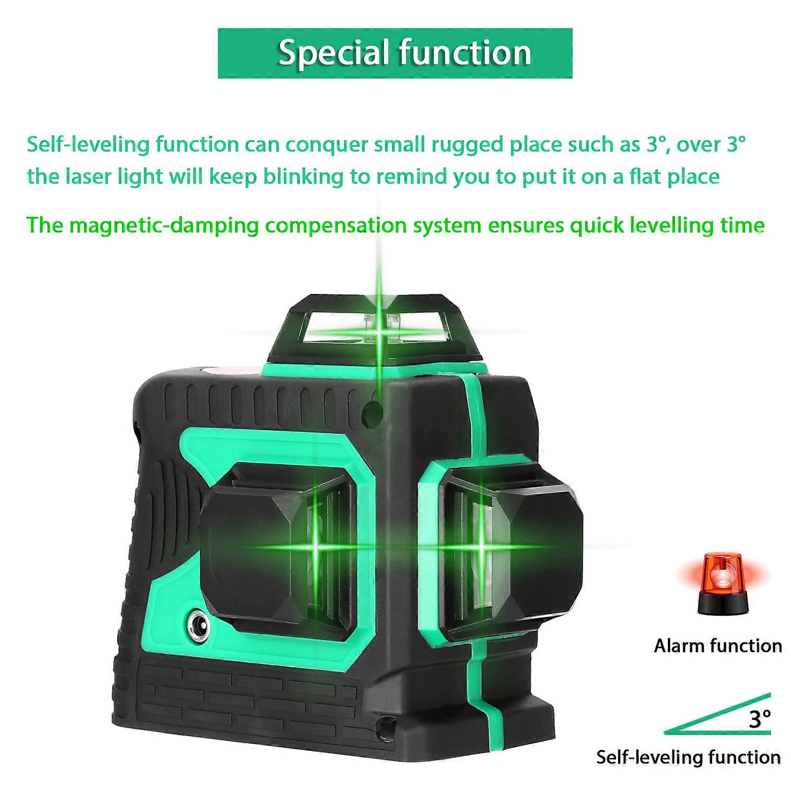 Multifunctional 3D 12 Lines Laser Level Tool Vertical Horizontal Lines with 3° Self-leveling Function