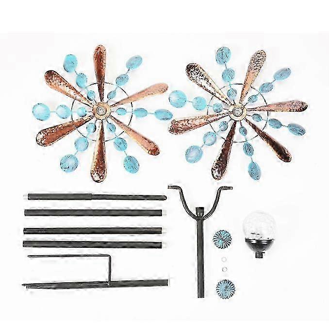 Solar Powered Glass Ball Wind Sculpture Spinners Decor