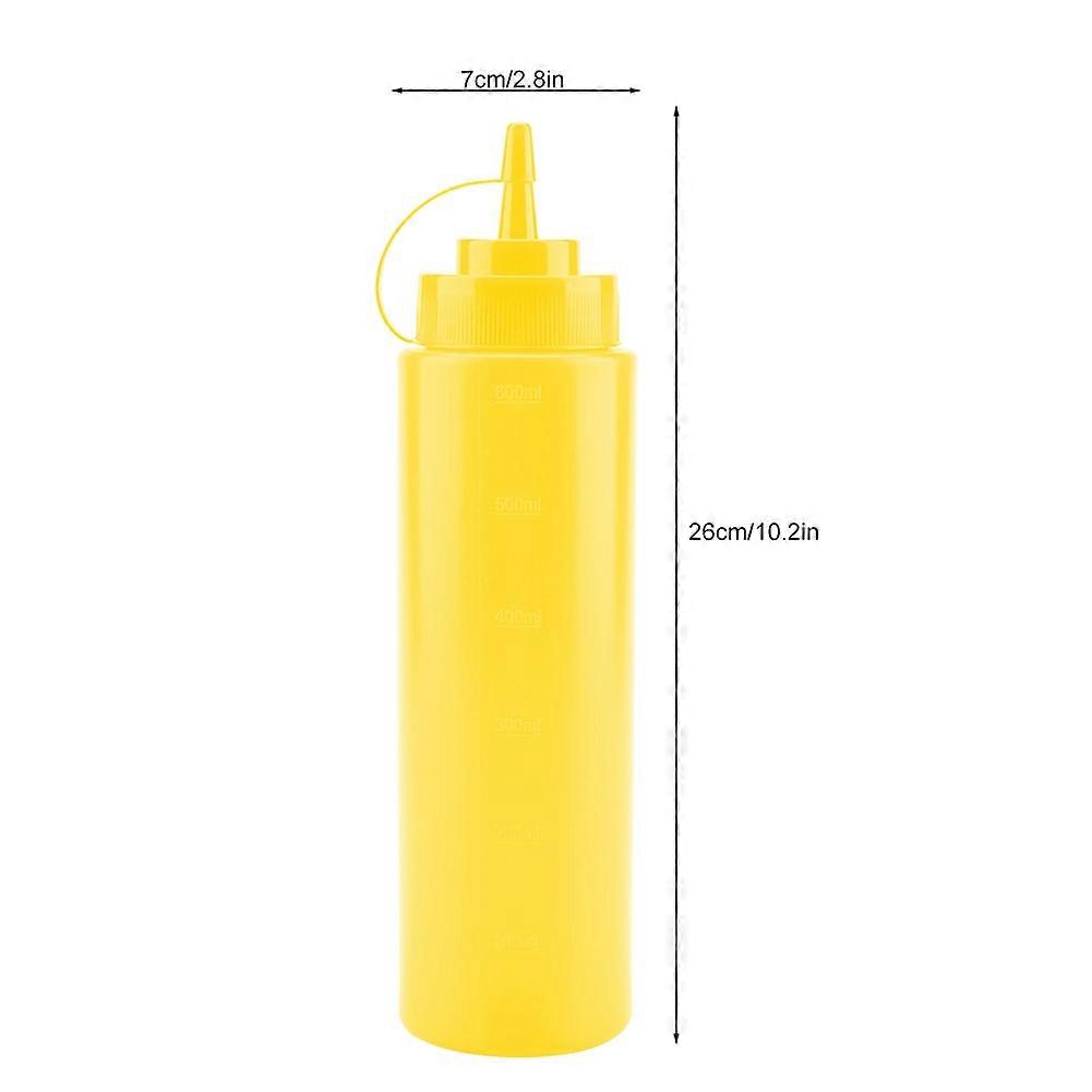 720ml 10pcs Distributeurs de sauce en plastique, buse étroite, jaune