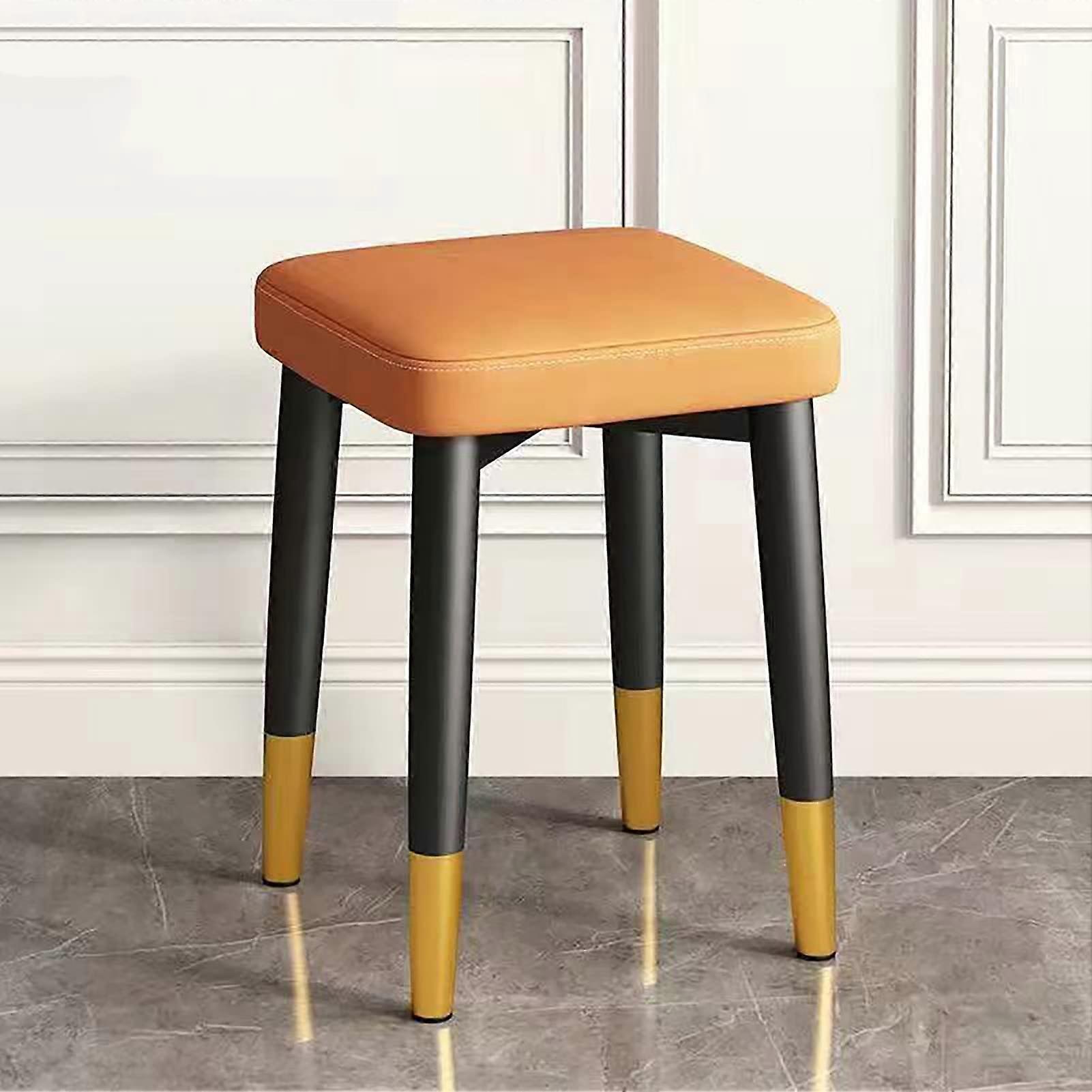Modern Stackable Square Bar Stool in Synthetic Leather Orange 30x30x45cm(12x12x18')