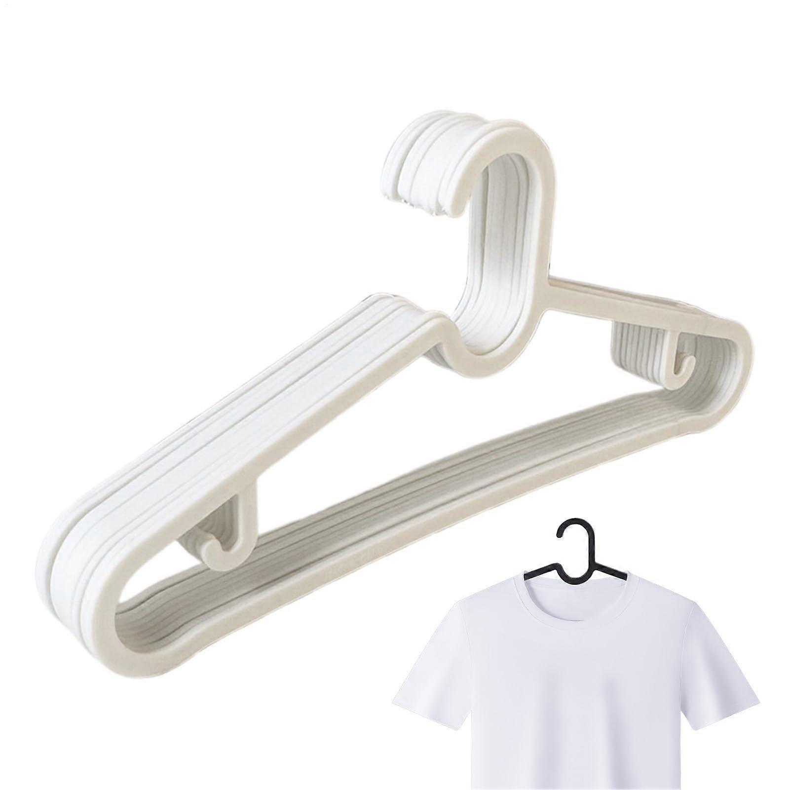 Clothes Hangers Set of 10, Non-Slip Suit Organizer, Slim Space-Saving Design for Wardrobe, Laundry, Dorm Room, White